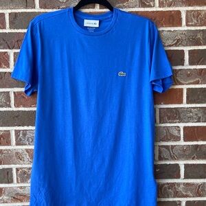 Lacoste Men's Vibrant Blue Short Sleeve Tee 100% Pima Cotton Made in Peru